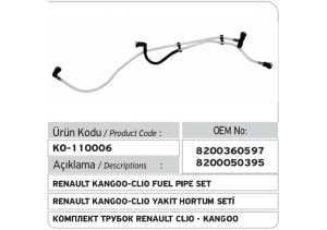 8200360597 8200050395 Renault Clio II - Kangoo Yakıt Hortum Seti